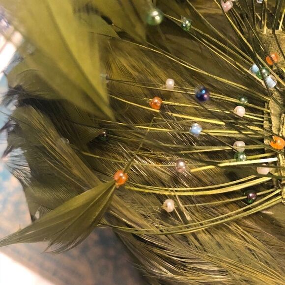 Vintage Handmade Mertize Millinery Feather Hat - Picture 10 of 12